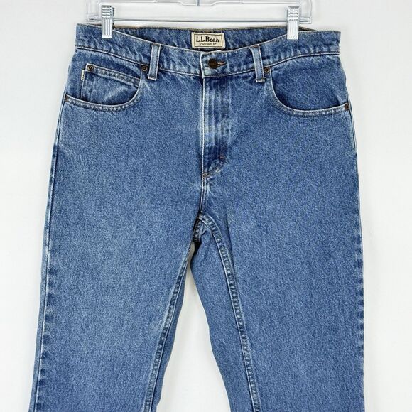 LL BEAN Men Blue Cotton Standard Fit Straight Leg Casual Western Jean 33x29 - Picture 3 of 15